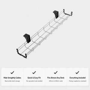 Under desk wire cable basket with cable management features