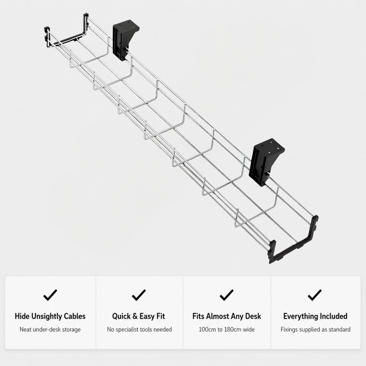 Under desk wire cable basket with cable management showing features