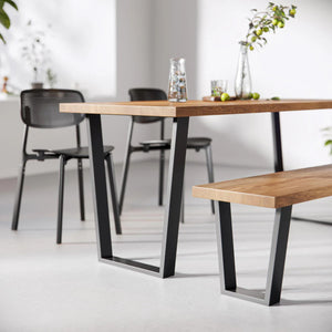 V Frame Table Legs - Black - 71cm x 58cm - Dining Table Setup Close up View