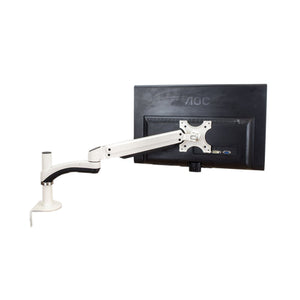 Velaro 1 Monitor Stand - White - Rear View with Mounted Monitor
