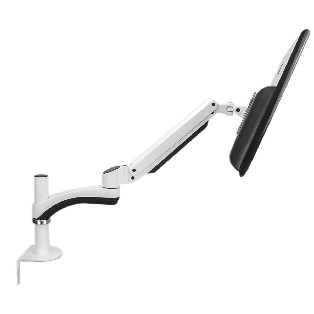 Velaro 1 Monitor Stand - White - Right Side View with Mounted Monitor
