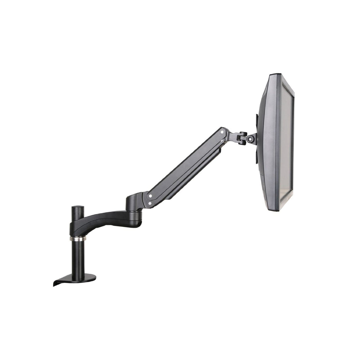 Velaro Single Monitor Arm - Black Colour - Left Side View with Mounted Monitor