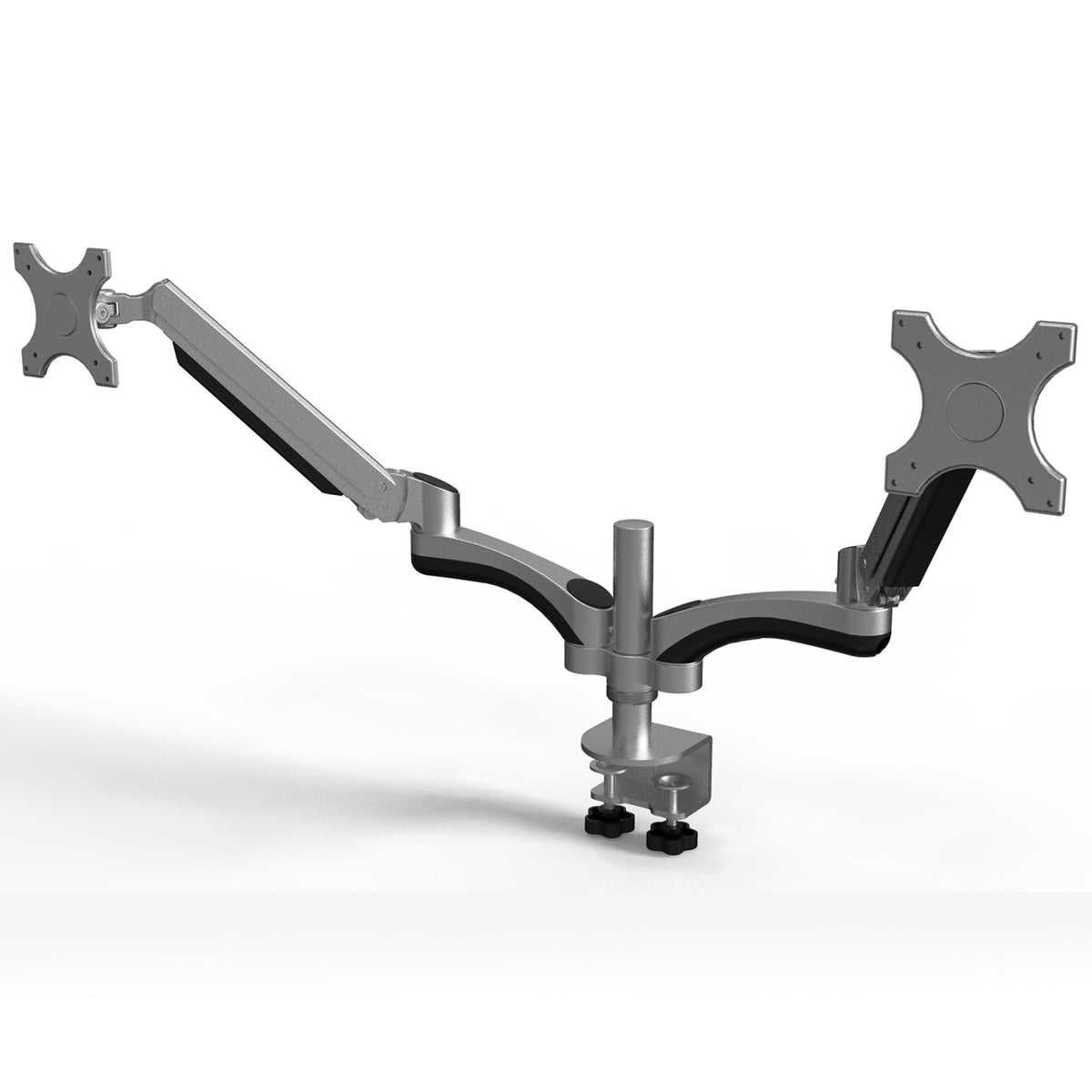 Velaro Twin Monitor Arm - Silver Variant - Front View