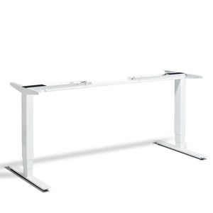White standing desk frame viewed from the front - the Masta