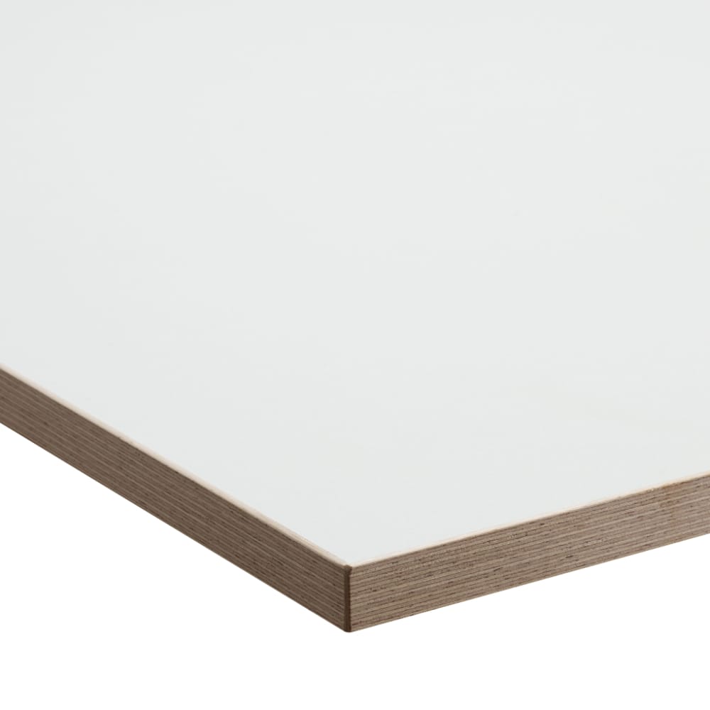 white ply edge desk worktop viewed from corner