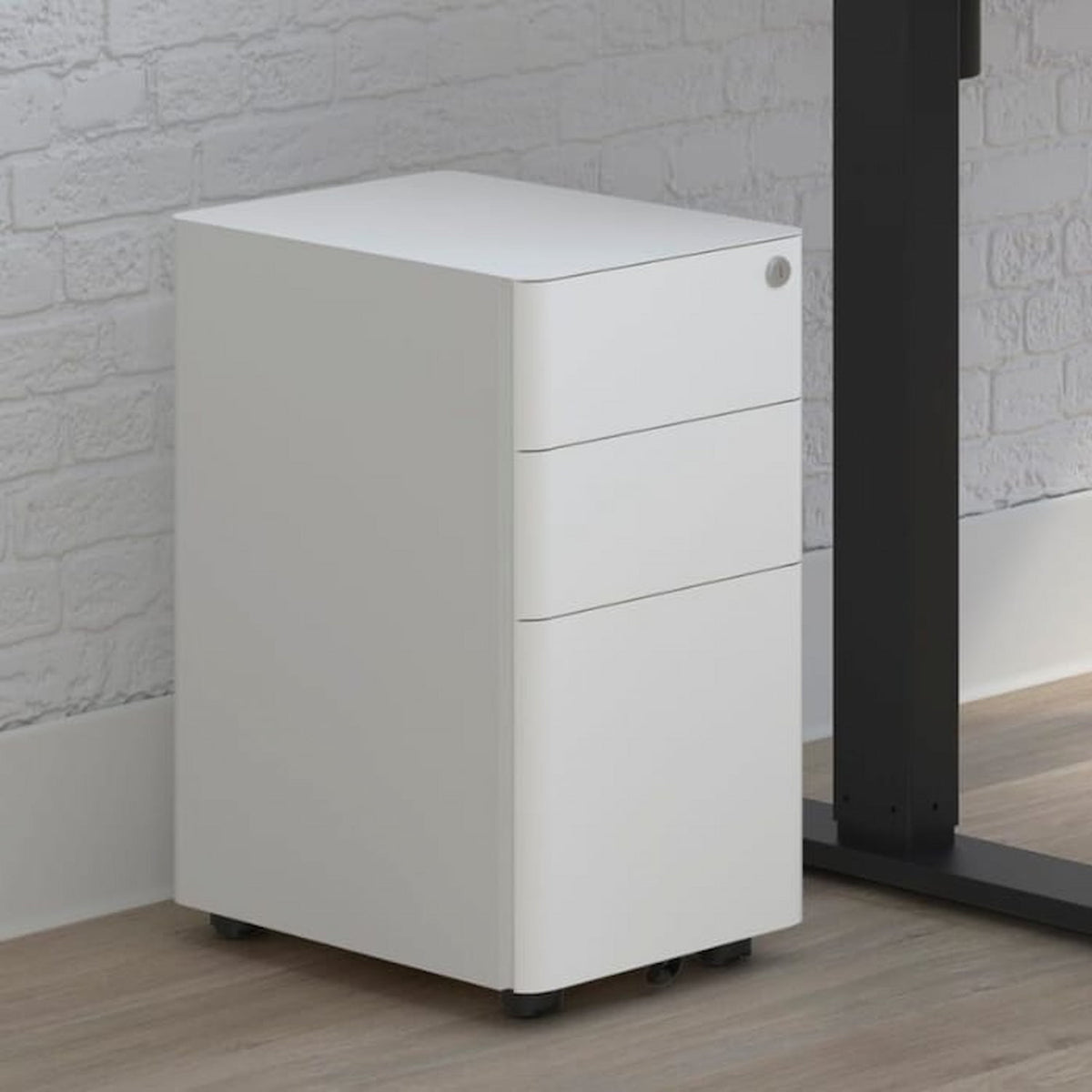 White Moda Plus under desk pedestal in an office setting