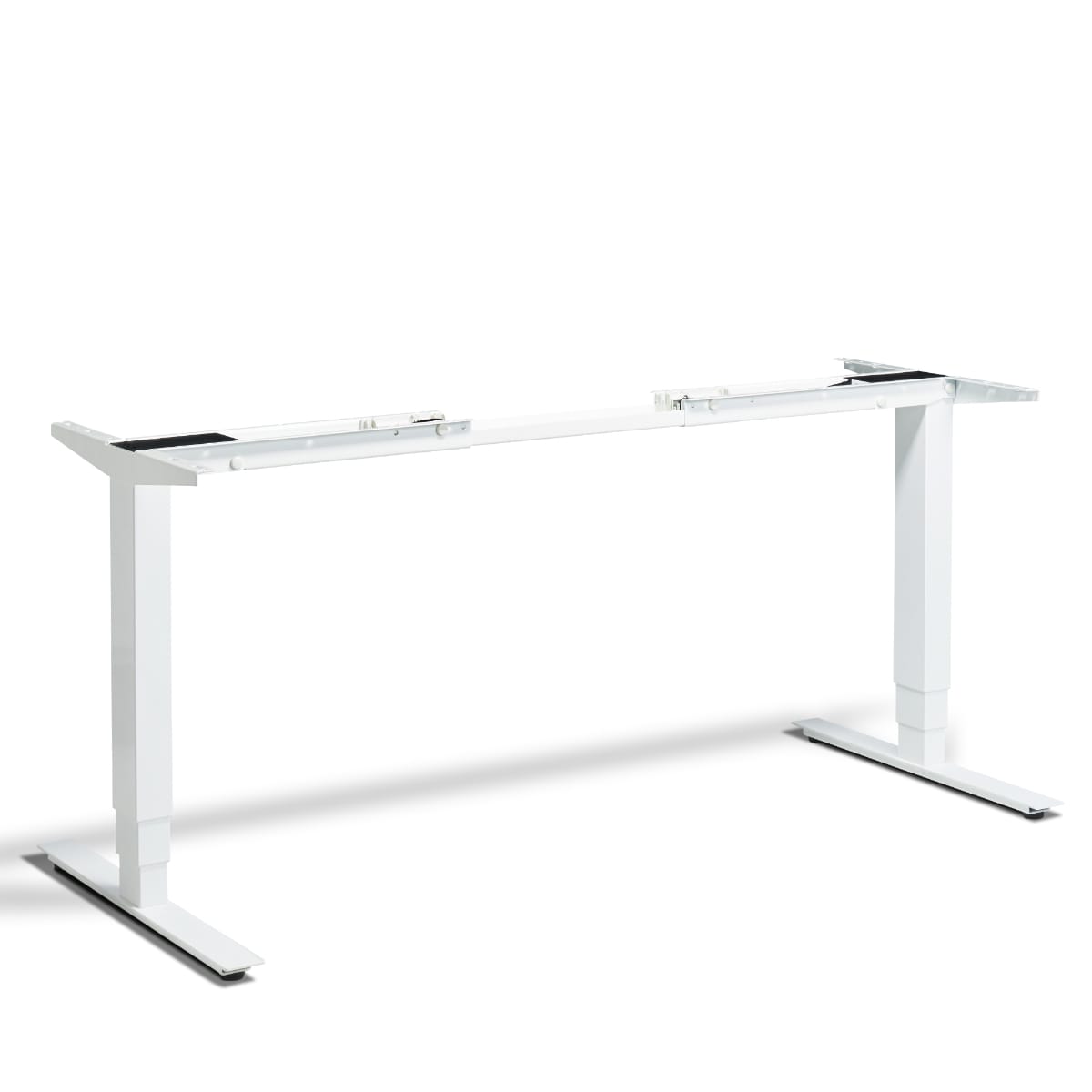White standing electric desk frame viewed from the front - The Lavoro Advance