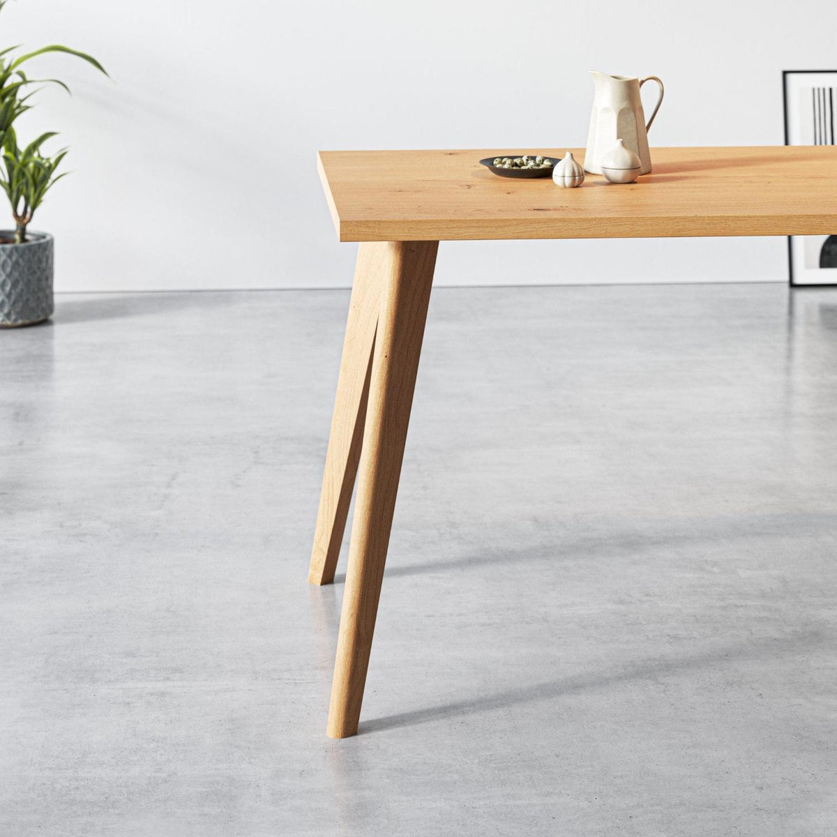 Wooden Desk Legs - Tapered Legs 71cm Hard Wax Oil - Front Left View