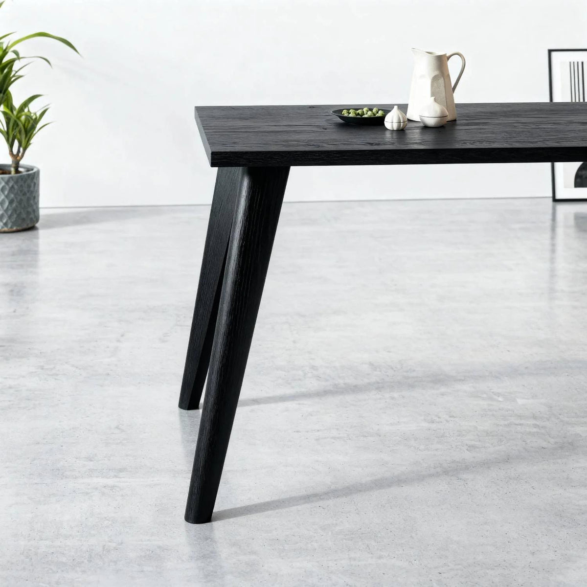 Wooden Desk Legs - Tapered Legs 71cm Black Finish - Front Left View