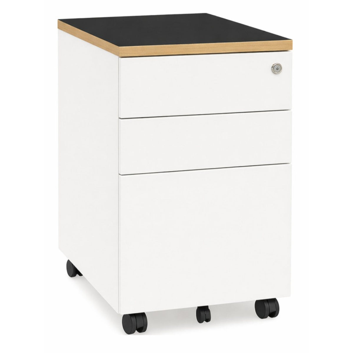 Wooden topper for desk pedestals in black oak top finish, W390 x D520 x H25mm