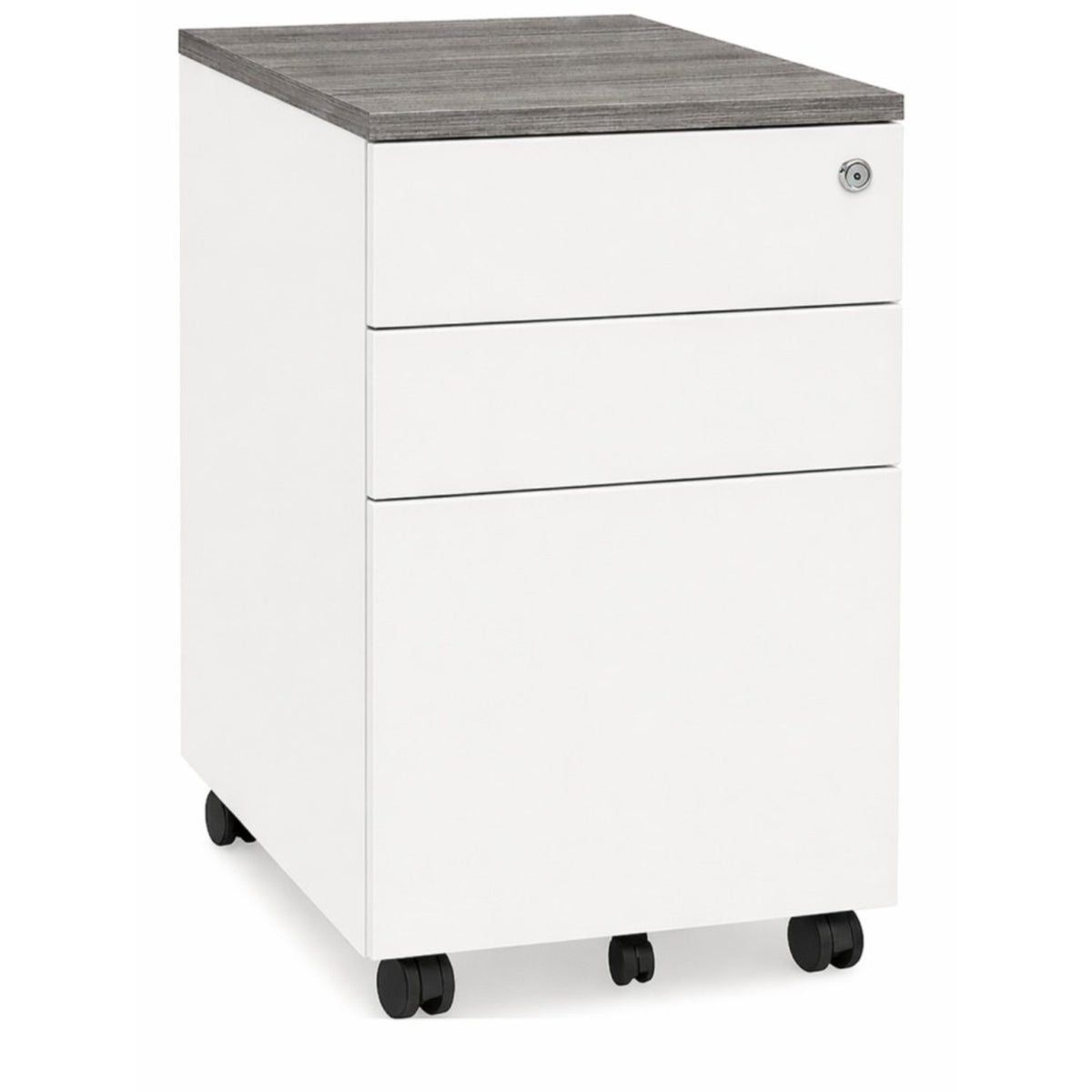 Wooden topper for desk pedestals in grey oak top finish, W390 x D520 x H25mm