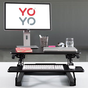 Yo Yo Desk 70 - Black Colour - Height Adjusted Office Setup