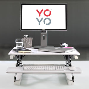 Yo Yo Desk 70 - White Colour - Height Adjusted Office Setup