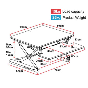 Yo Yo Desk 90 - Product Dimensions