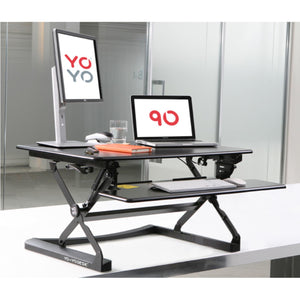 Yo Yo Standing Desk 90 - Height Adjusted Office Setup - Black Colour