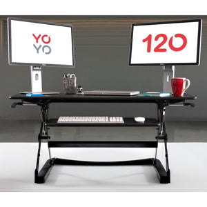 YoYo Desk 120 - Black Colour - Height Adjusted Office Setup - Front View