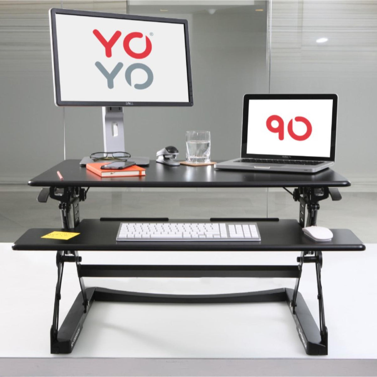 YoYo Desk 90 - Black Colour - Height Adjusted Office Setup