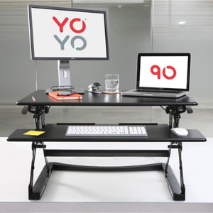 YoYo Desk 90 - Black Colour - Height Adjusted Office Setup