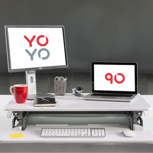 YoYo Desk 90 - White Colour - Folded Office Setup