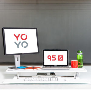 YoYo Desk 95 S - White Colour - Folded - Office Setup Front View