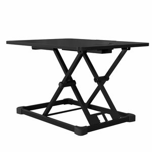 Yo Yo Desk Lite adjustable workstation shown from the rear angle with sturdy black frame and large work surface