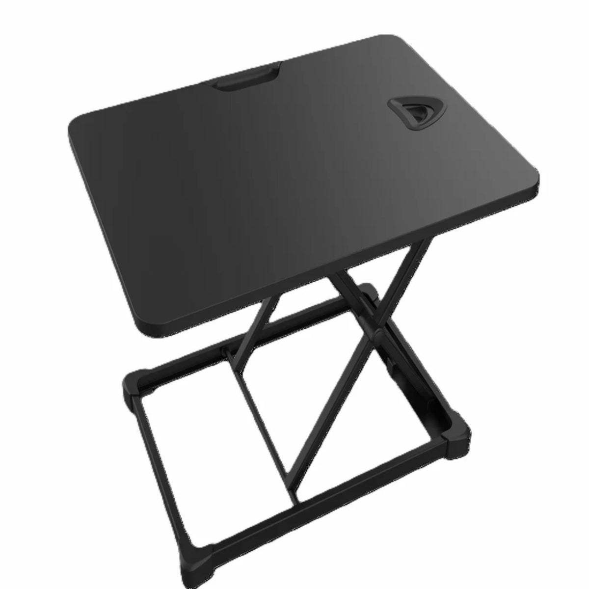 Yo Yo Desk Lite shown from above with spacious black work surface, integrated handle and adjustment control