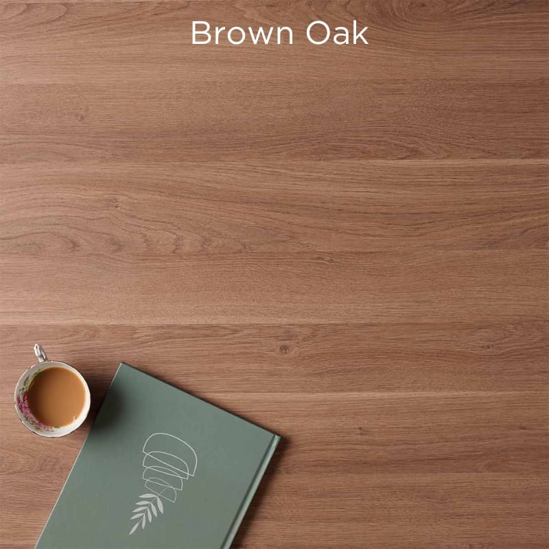 brown oak desk top sample in close up
