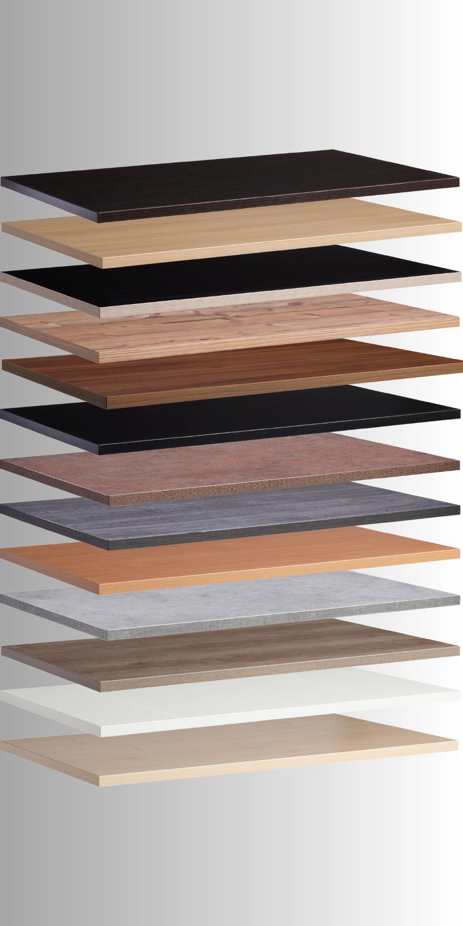 Desk tops, table tops and worktops