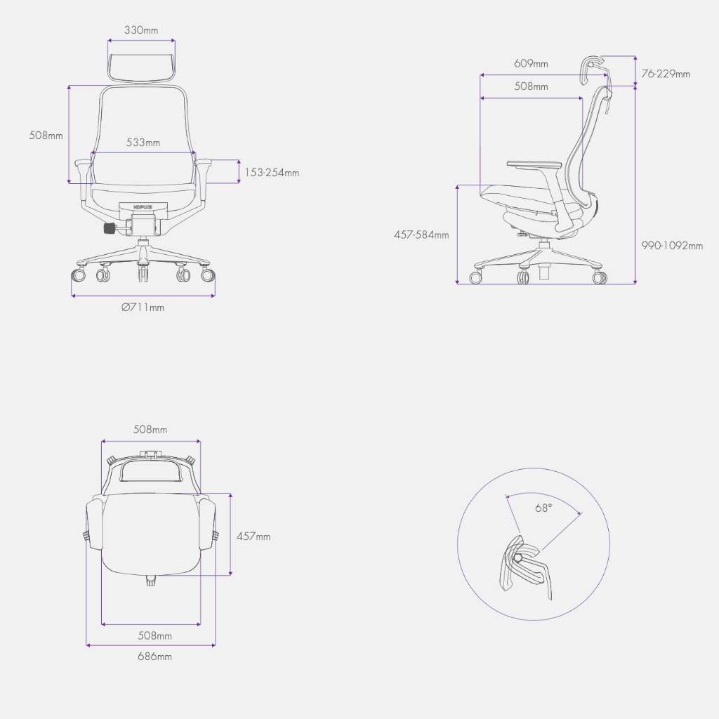 Dimensions of Koplus Symbian Office chair