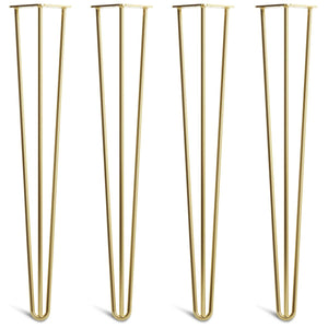 desk hairpin legs - satin brass 4 legs side-by-side front view