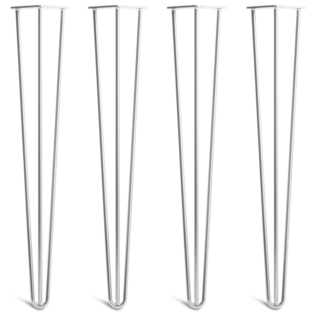 desk hairpin legs - chrome classic style side-by-side view of 4 legs front view