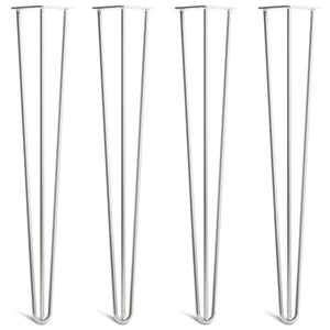 desk hairpin legs - chrome classic style side-by-side view of 4 legs front view