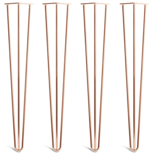 hairpin desk legs - copper 4 legs side-by-side front view