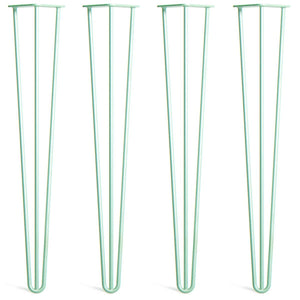 hairpin legs - green classic style front view of 4 legs side-by-side