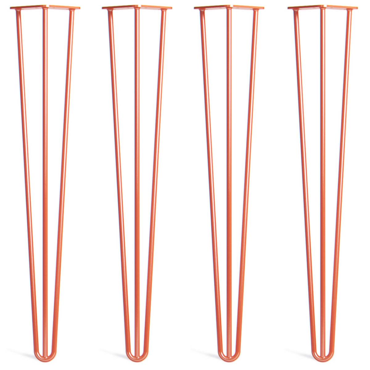 desk hairpin legs - orange front view 4 legs side-by-side