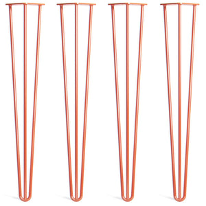 desk hairpin legs - orange front view 4 legs side-by-side