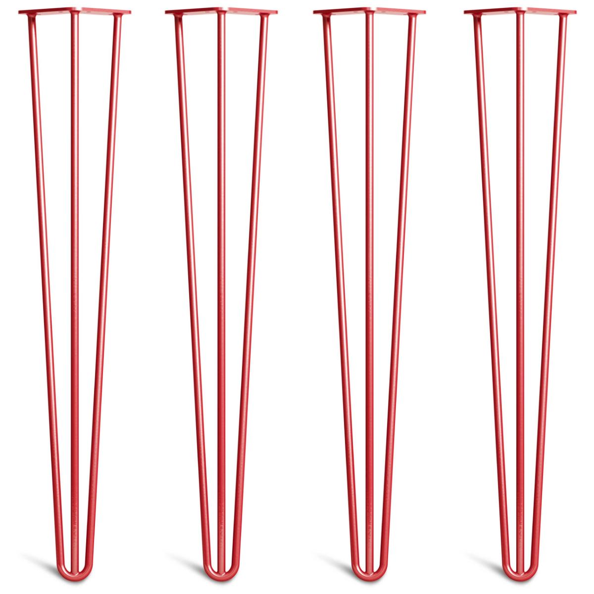 hairpin desk legs - red classic style 4 legs side-by-side front view