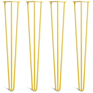 hairpin desk legs - yellow classic style 4 legs side-by-side front view