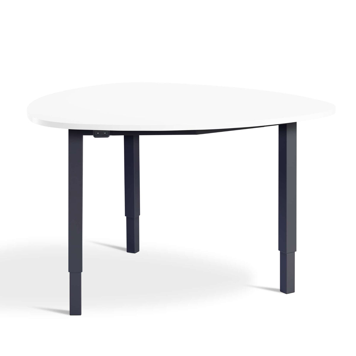 medium height adjustable meeting table white top anthracite frame front view