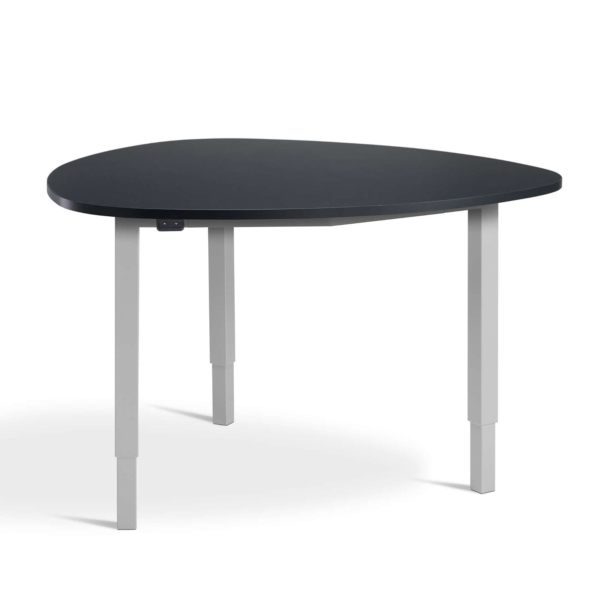 adjustable height medium height meeting table anthracite top light grey frame front view