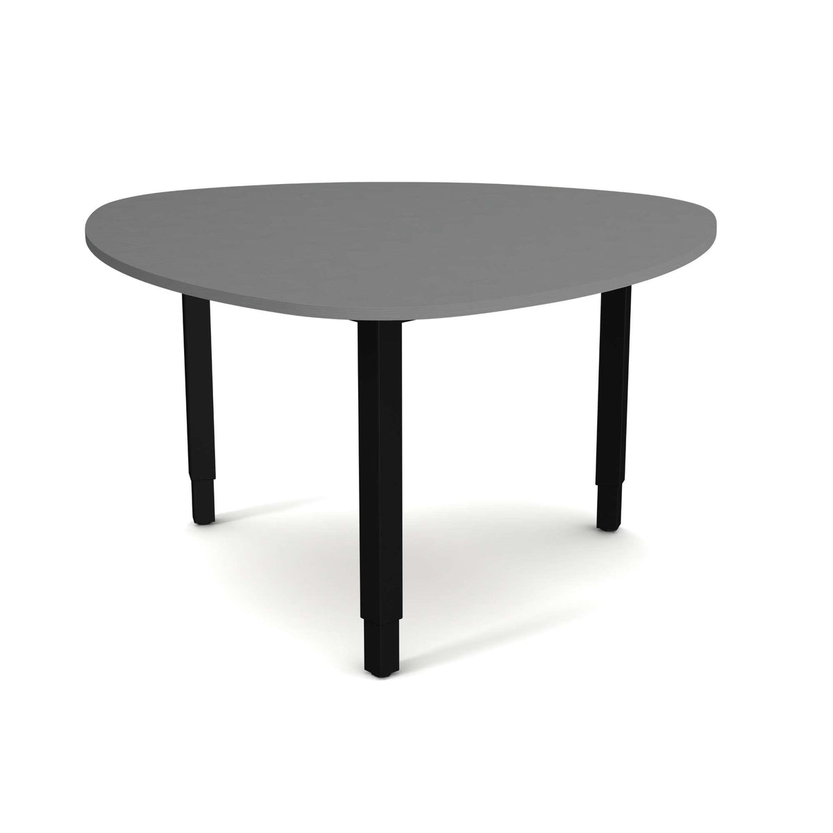 medium height adjustable meeting room table graphite top black frame front view