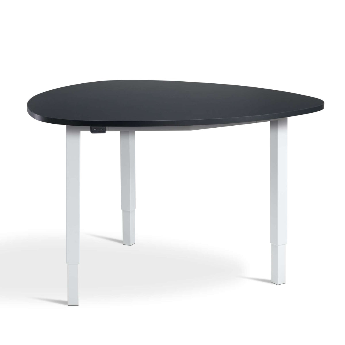 medium adjustable-height meeting table anthracite top white frame front view