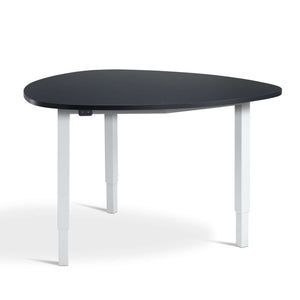 medium adjustable-height meeting table anthracite top white frame front view