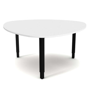 large height adjustable meeting table white top black frame front view