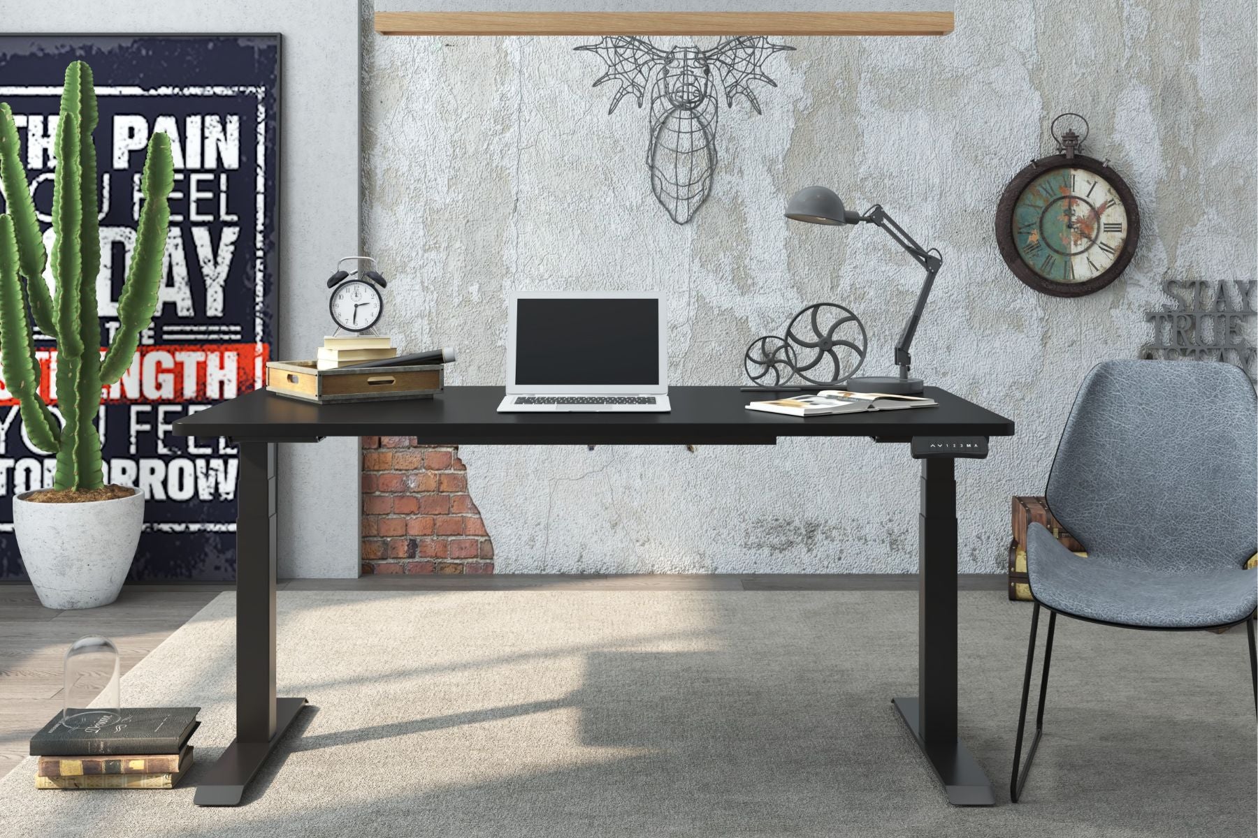 Kinetik-2 dual motor sit stand desk frame in a home environment