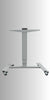 single leg standing desk frame in silver front view