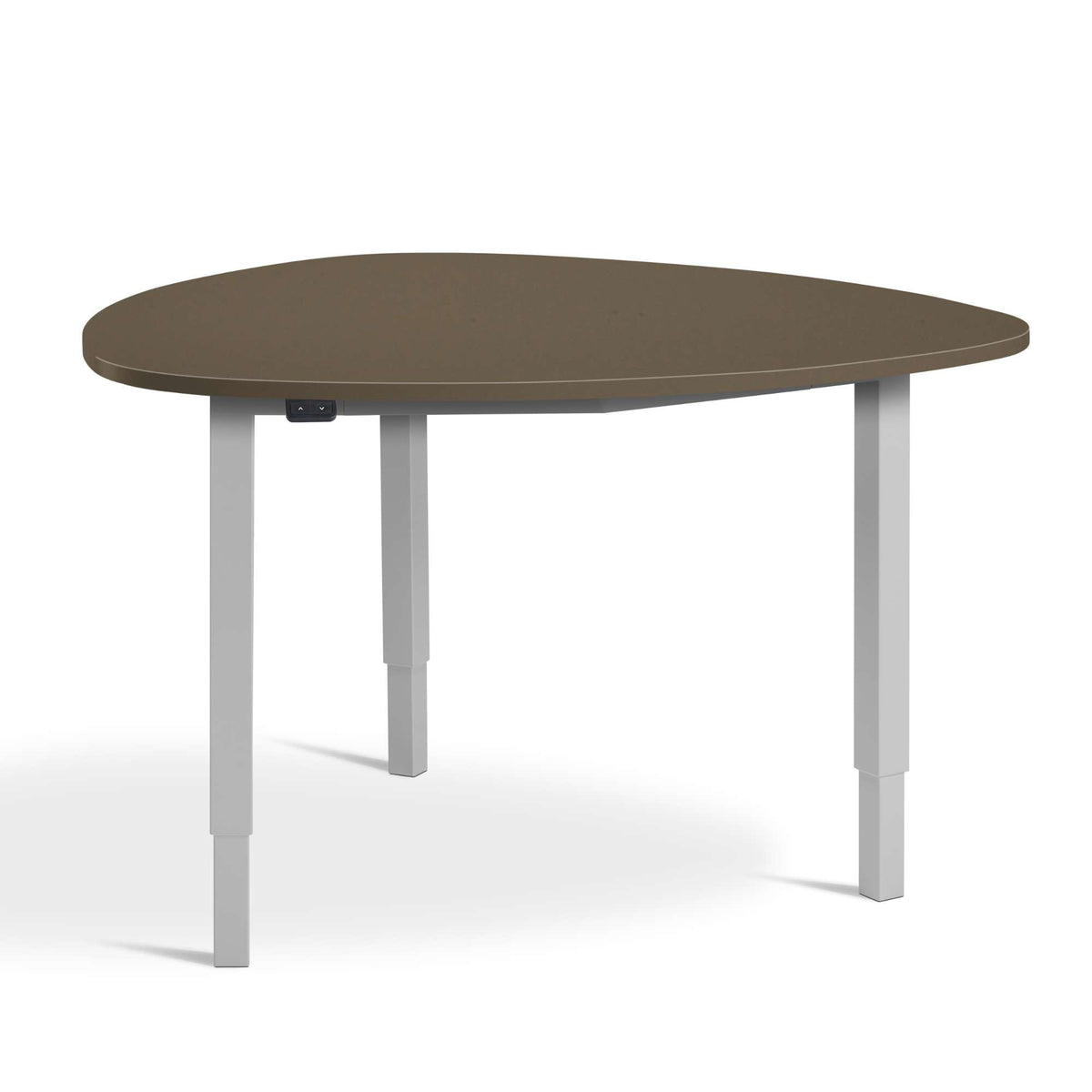 Deluxe Fenix Castro Ottawa top on medium size white frame adjustable height meeting table front view