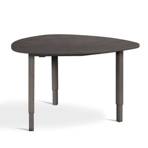 height adjustable meeting room table dark concrete top raw steel frame front view