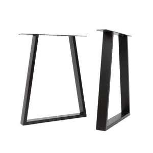 black trapezoid desk legs, standard size, viewed from front and side