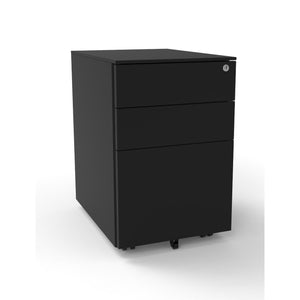 under desk pedestal standard size in black front right view